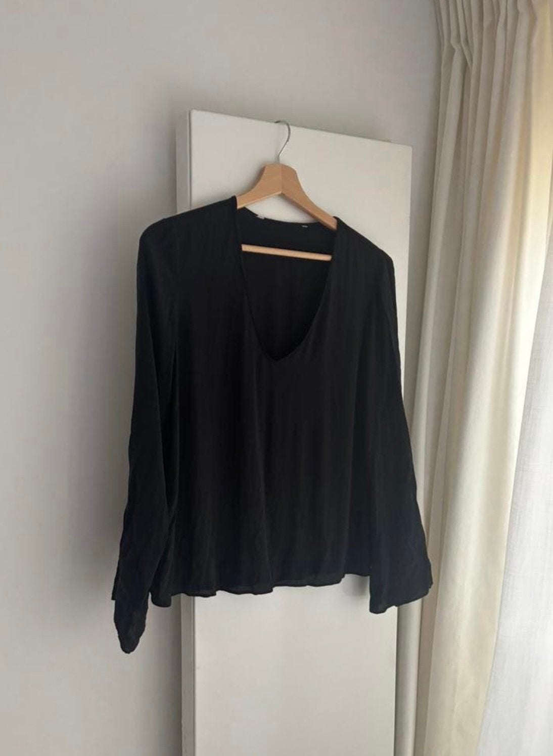 Filippa K flowy top, antraciet grijze blouse mooie hals S/M, Ophalen of Verzenden, Zo goed als nieuw, Maat 38/40 (M), Grijs