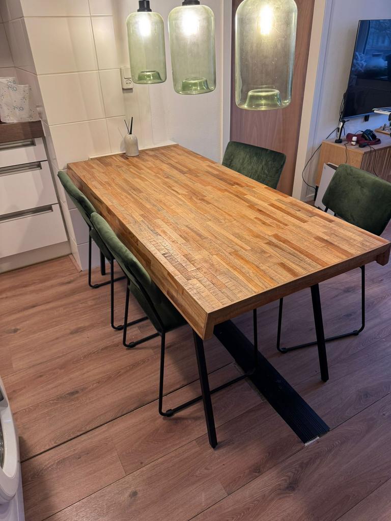 Eettafel en stoelen ZGAN, Huis en Inrichting, Tafels | Eettafels, Ophalen, 200 cm of meer, 50 tot 100 cm, Zo goed als nieuw