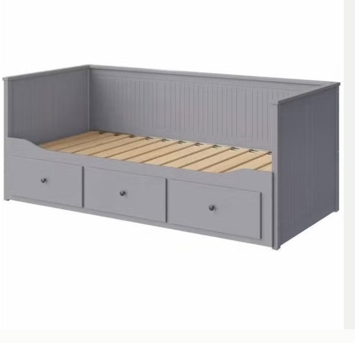Ikea grijze Hemnes bedbank/uitschuifbed, 85 tot 100 cm, Gebruikt, 180 cm of meer, Ophalen