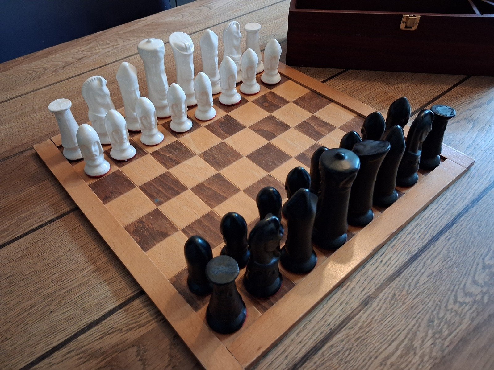 schaakspel schaken vintage aardewerk stukken, Ophalen of Verzenden