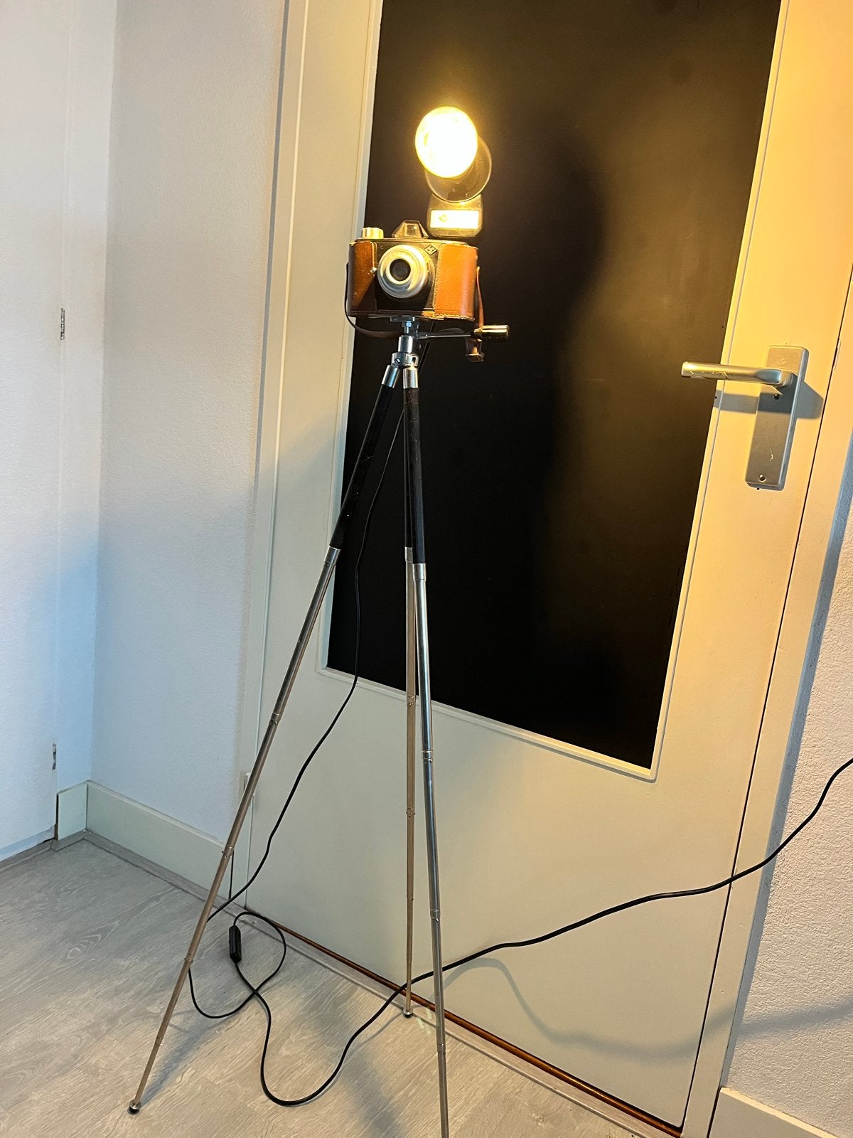 Vintage Agfa Click-II camera lamp op statief, Ophalen of Verzenden