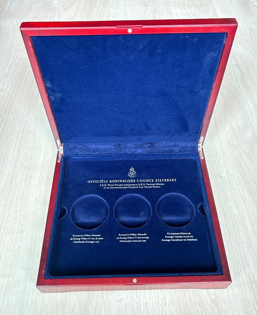 Koninklijke 5-ouche zilverset verzamel doos, Ophalen of Verzenden, Koningin Beatrix, Euro's