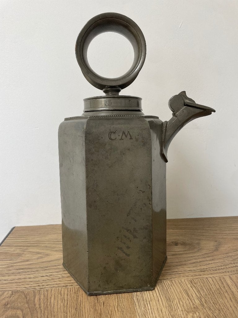 Zeer Zeldzame Mooie Antieke Zwitserse Tinnen Prismakan, Antiek en Kunst, Antiek | Tin, Ophalen of Verzenden