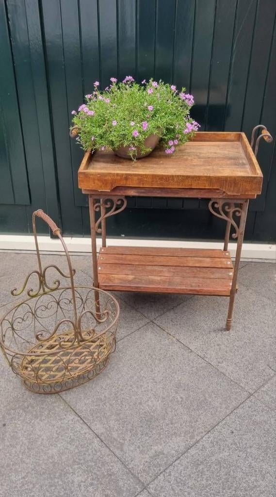 Tuindecoratie tafeltje, dienblad, mand., Tuin en Terras, Ophalen