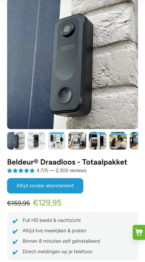 Tuya Smart deurbel met video, Ophalen of Verzenden, Ingebouwde camera, Zo goed als nieuw, Draadloos