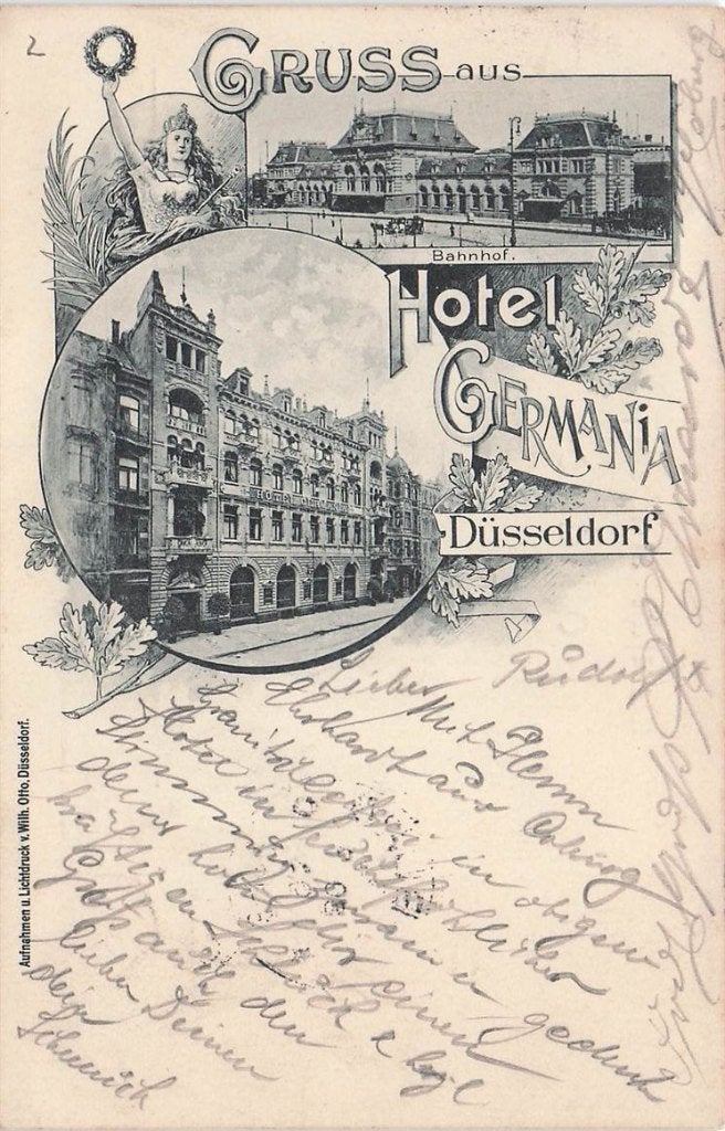702-106-013 Hotel Germinia Düsseldorf, Verzenden, Voor 1920, Duitsland