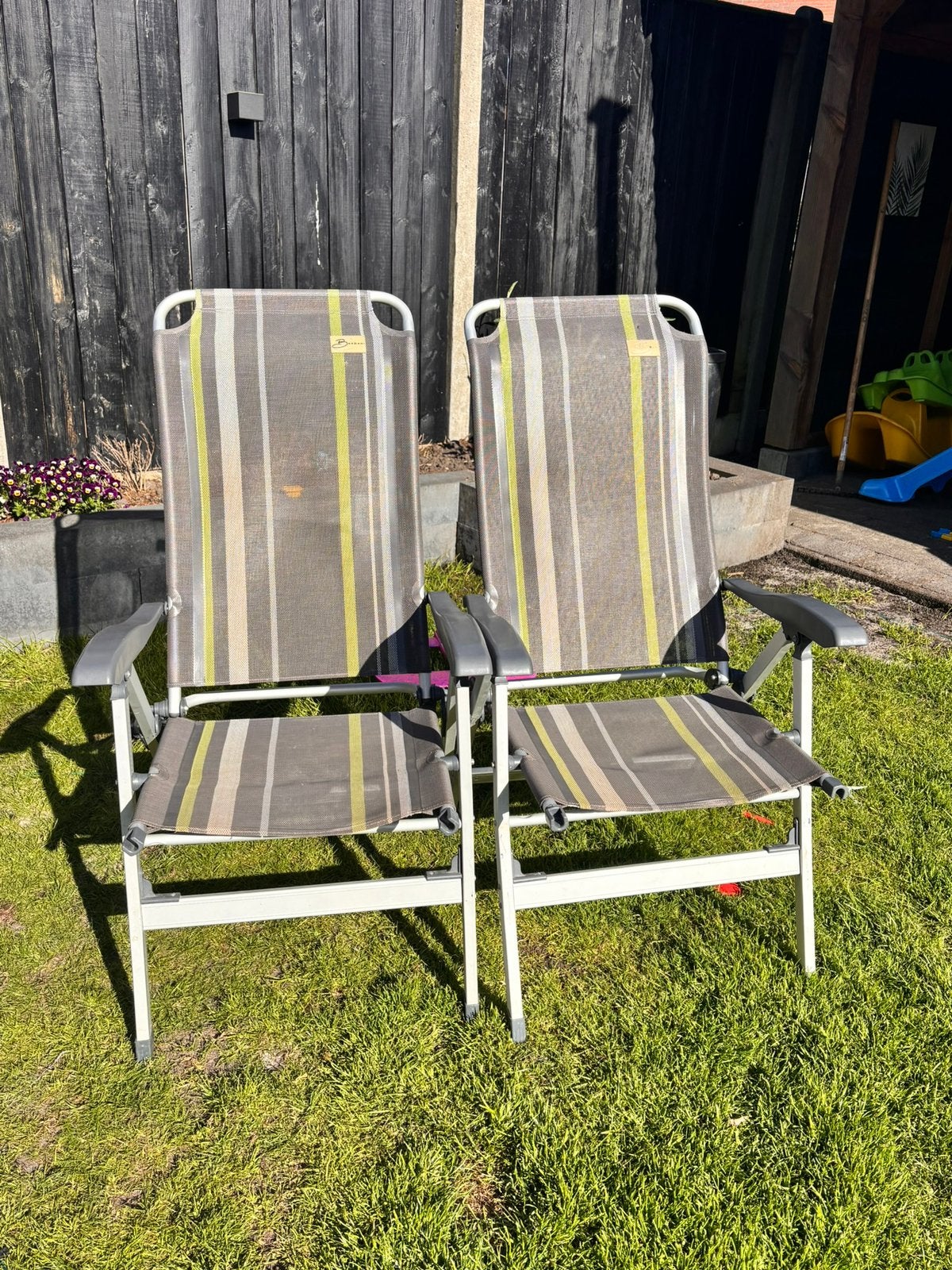 Camping stoel 2x Bardani verstelbare campingstoelen, Ophalen, Gebruikt, Metaal, Inklapbaar