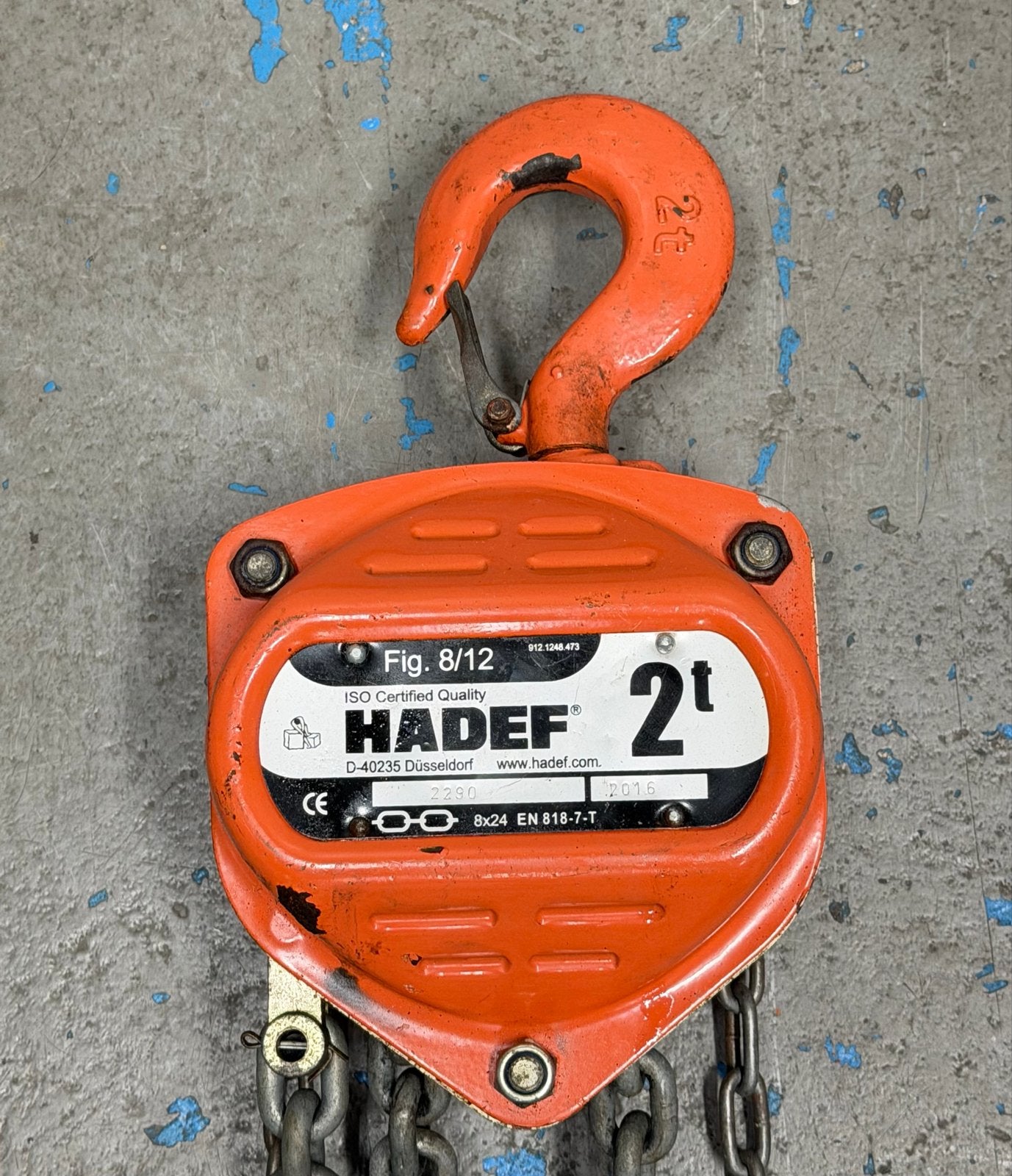HADEF 2 Ton Takel - Robuuste Handmatige Kettingtakel, Ophalen, Gebruikt, Handmatig