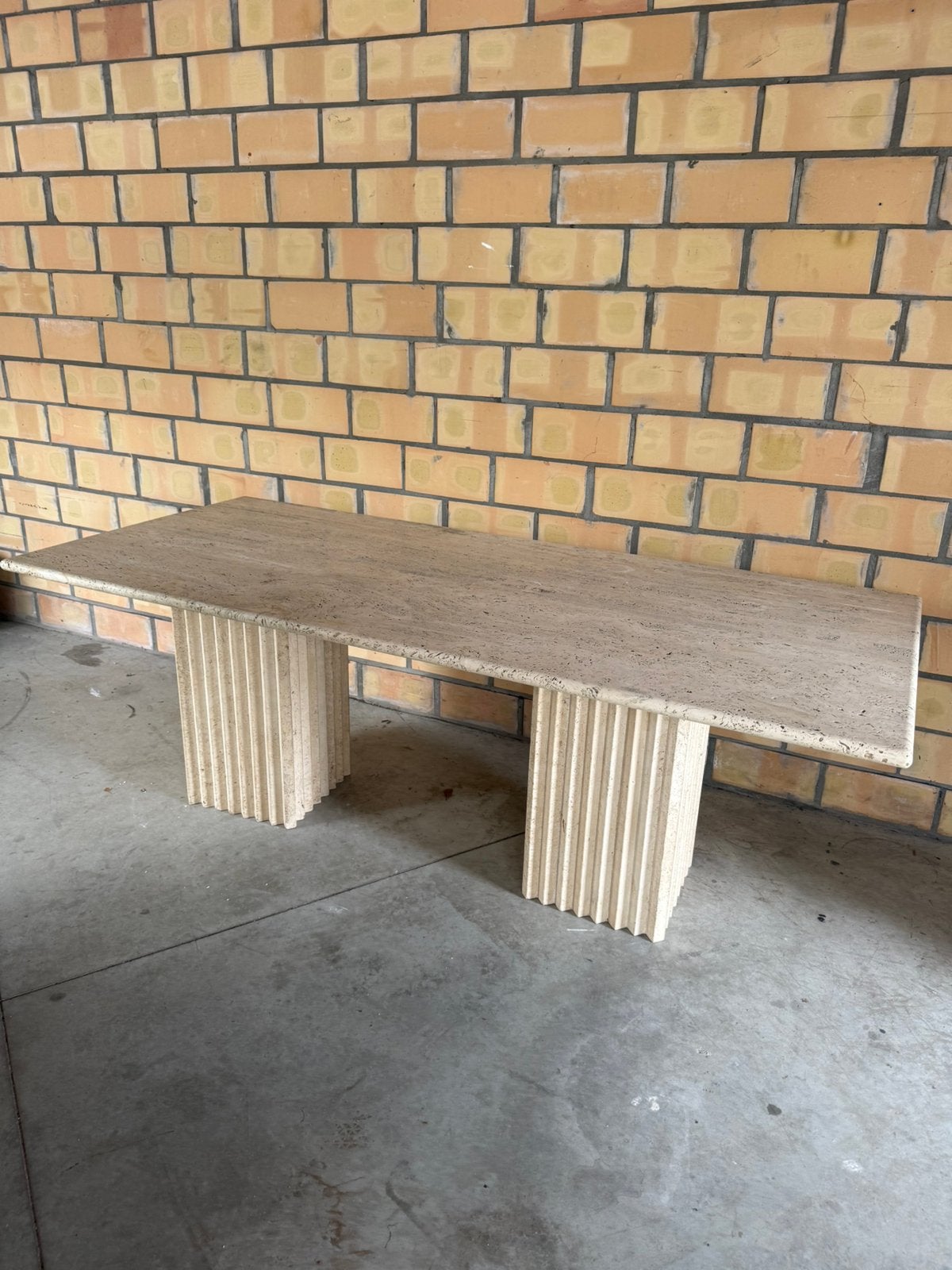 Travertin design eettafel, Huis en Inrichting, Tafels | Eettafels, Ophalen, 200 cm of meer, 50 tot 100 cm, Zo goed als nieuw