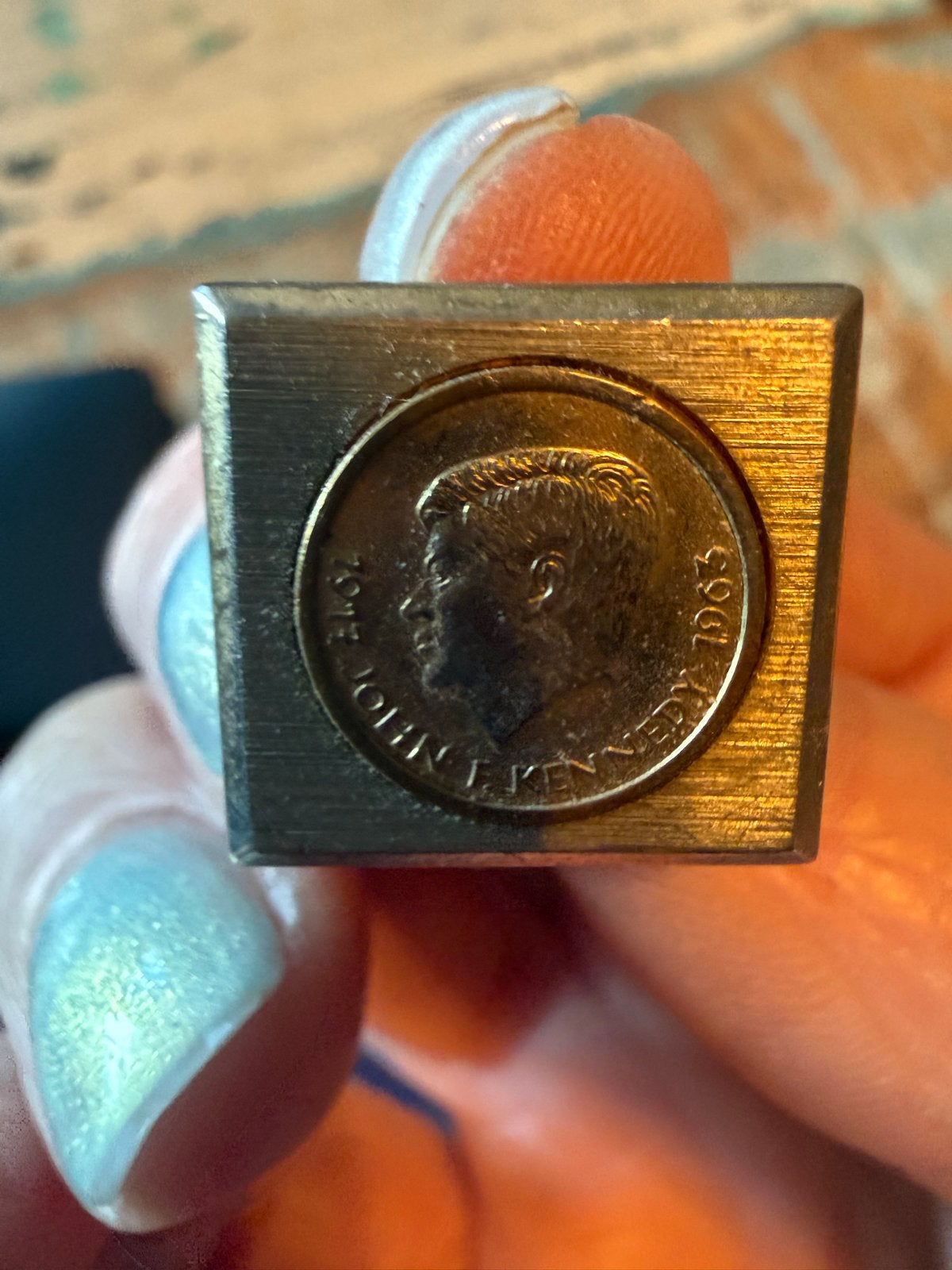 Vintage JFK Manchetknopen - Goudkleurig met Munt-Stijl, Ophalen of Verzenden, Gebruikt, Overige materialen, Verguld