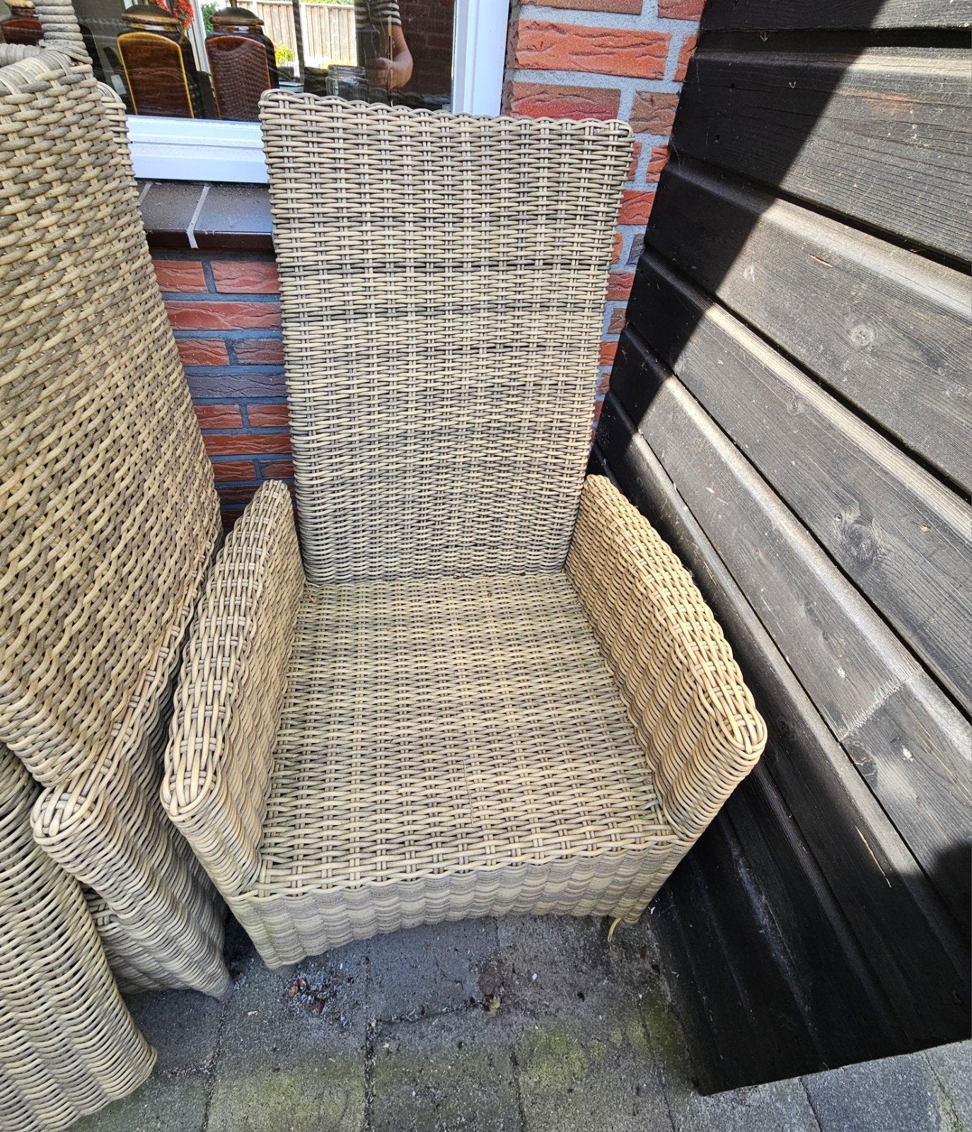 6 tuinstoelen incl kussens, Ophalen, Gebruikt, Rotan