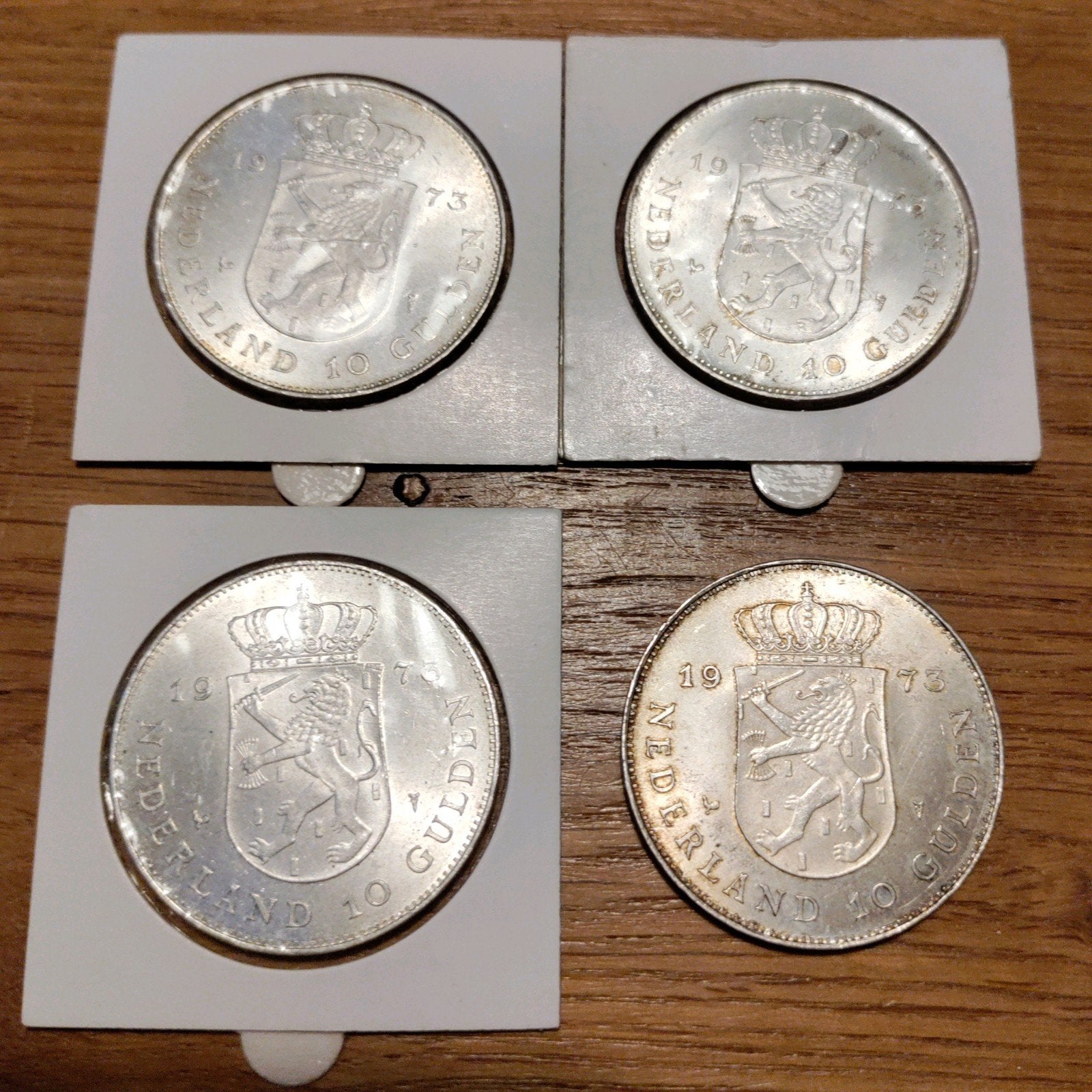 4x Zilveren 10 Gulden Munt Koningin Juliana 1973, Koningin Juliana, Setje, Zilver, Ophalen of Verzenden