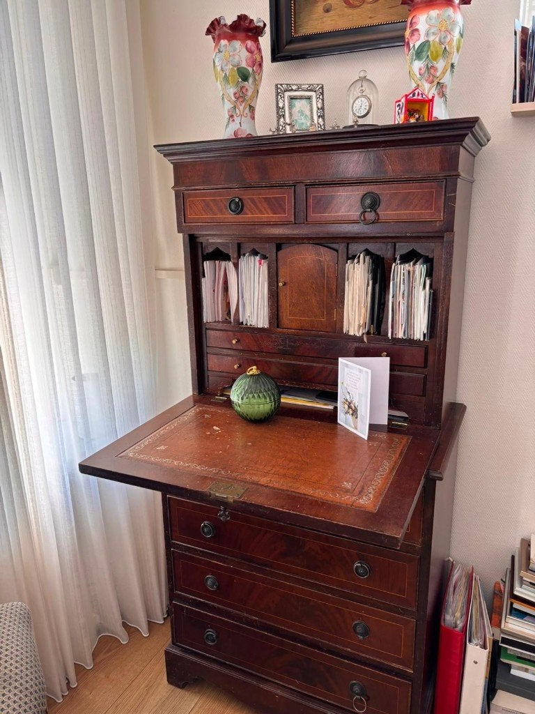 Antieke Engelse Secretaire (Mahonie) moet weg v. za 28 aug!, Antiek en Kunst, Ophalen