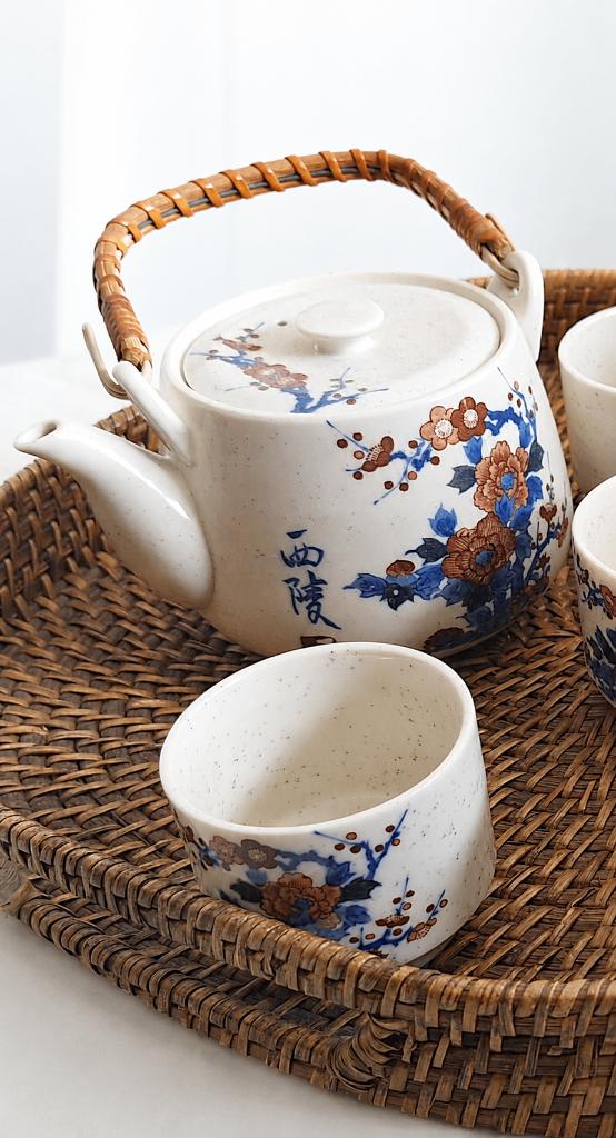 Keramische theepot + 6 mokken Japan, Antiek en Kunst, Ophalen of Verzenden