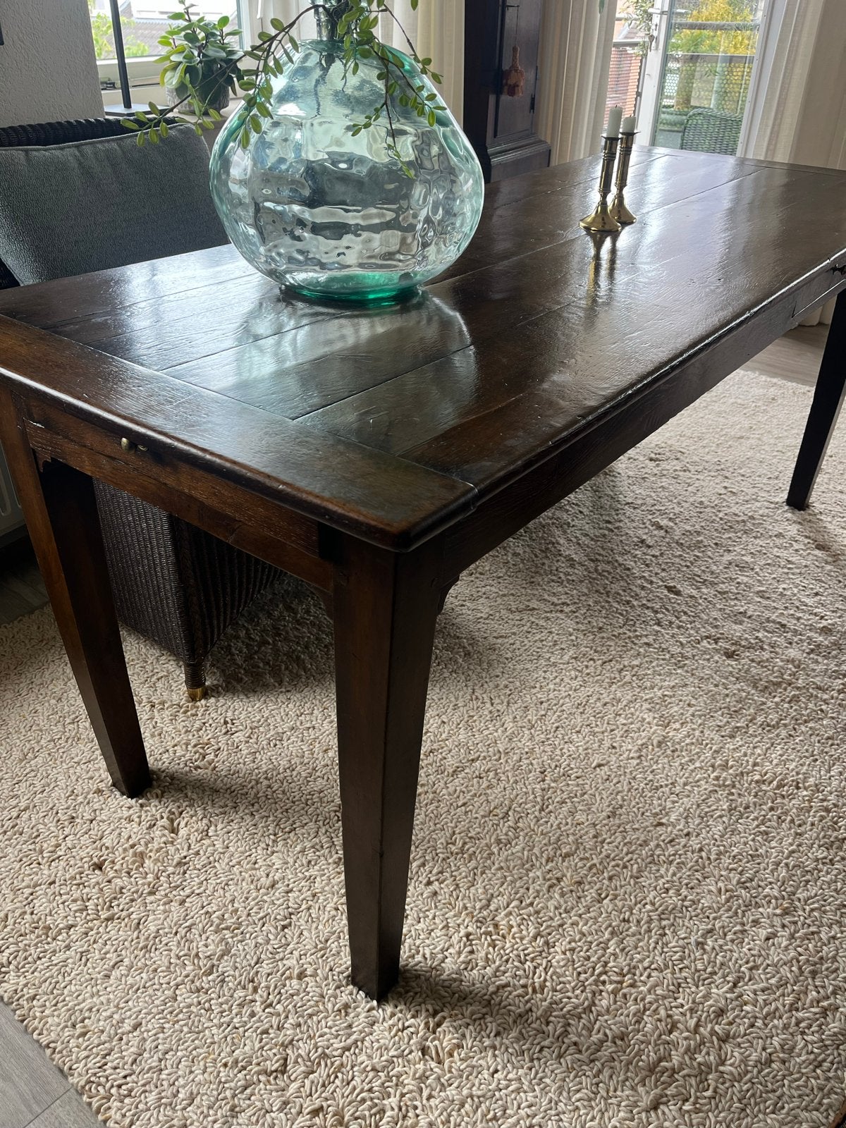 Rechthoekige Eethoek Tafel met 2 Lades - 184x74x77 cm, Ophalen