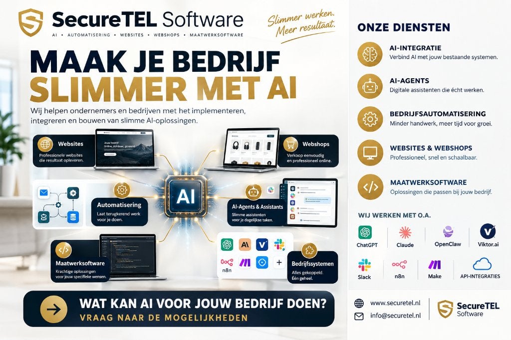 AI voor bedrijven | AI-agents, websites & webshops, Computers en Software, 64 GB of meer, 5 TB, A.I., Groningen