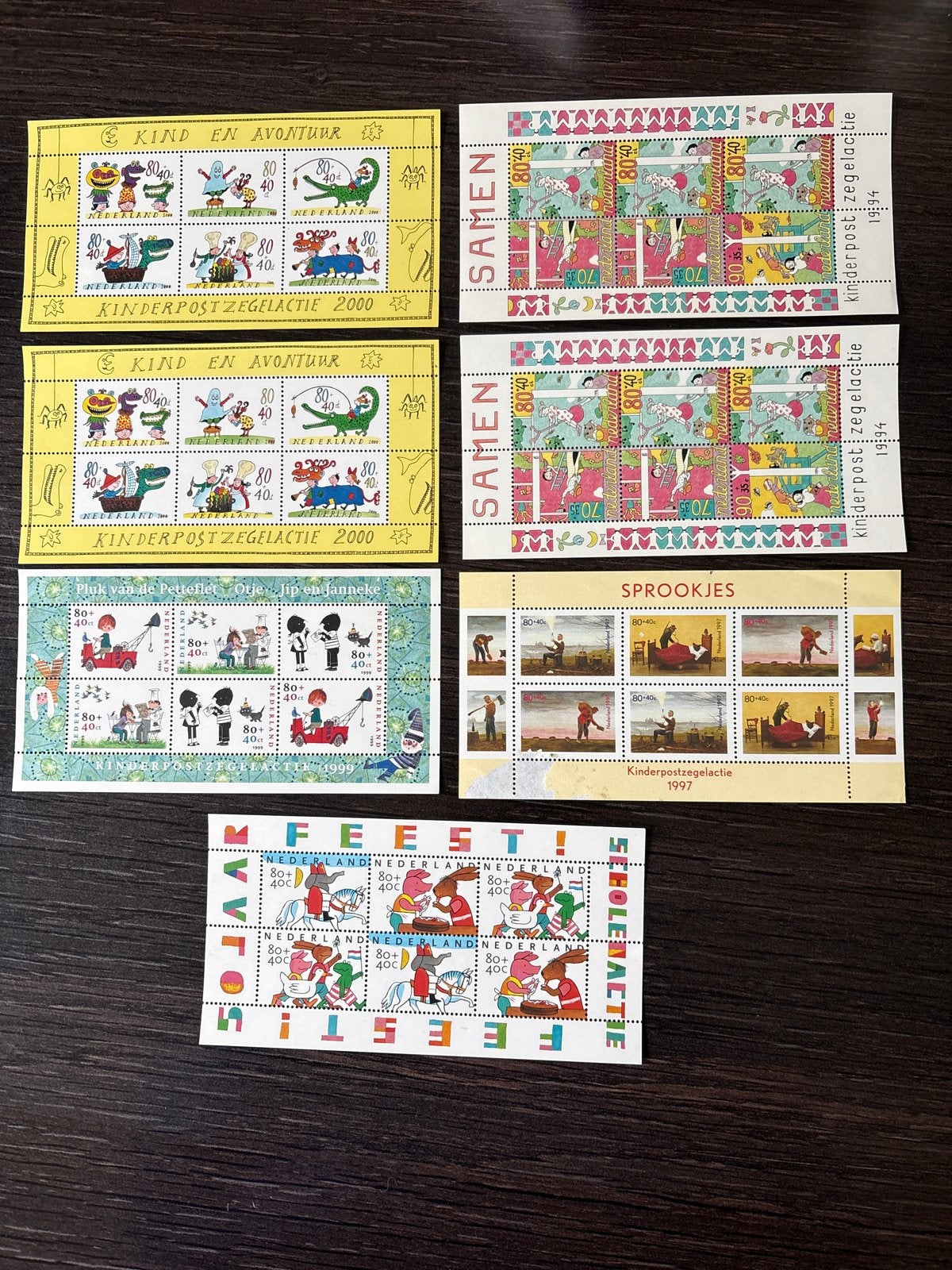 Kinderpostzegels 1994, 1997, 1999, 2000 + Feesteditie, Ophalen of Verzenden, Na 1940, Postfris