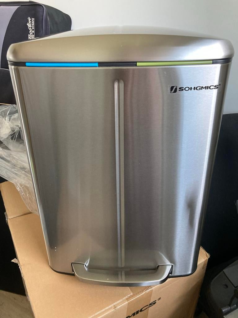 SONGMICS Prullenbak met 2 vakken 40L - Ongeopend in doos, Met pedaal, 50 tot 75 cm, Nieuw, Ophalen of Verzenden