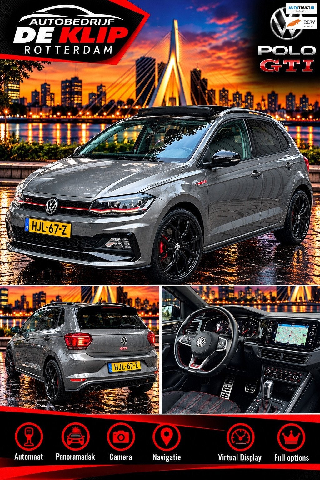 Volkswagen POLO 2.0 TSI GTI|96000KM|Open/Schuifdak|Automaat|, Dealer onderhouden, Stof, Gebruikt, 4 cilinders