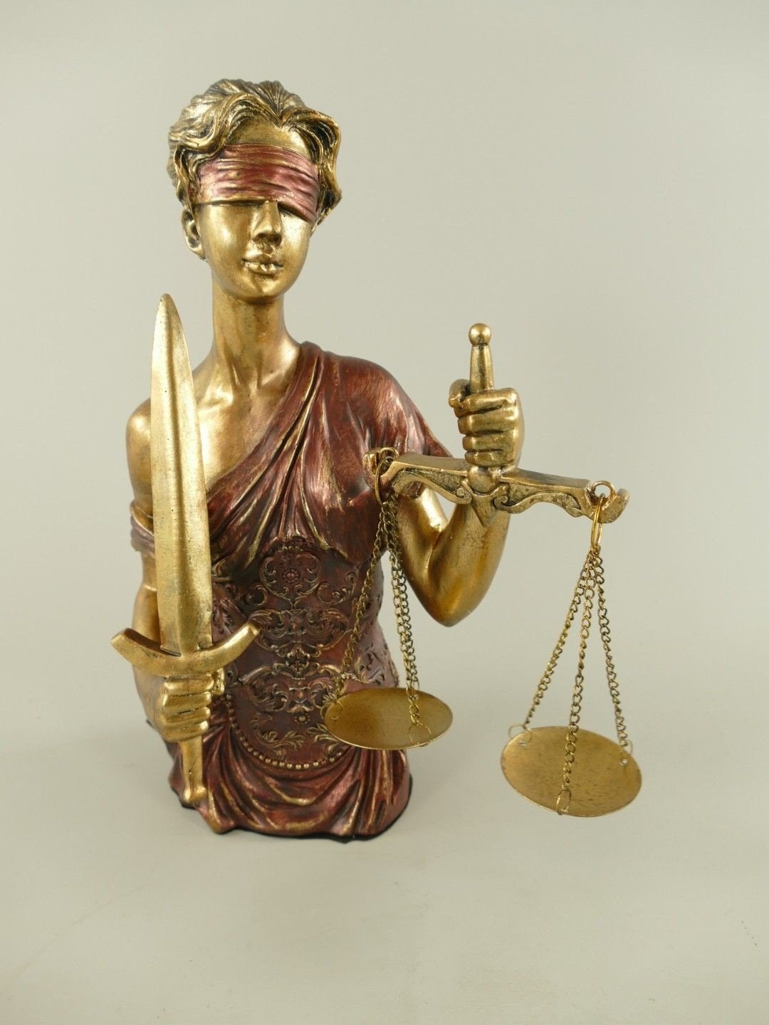 Vrouwe Justitia Beeld - Polystone Goud/Koper/Brons 33cm, Helene Livingstyle, Verzenden, 7531TJ, Nieuw