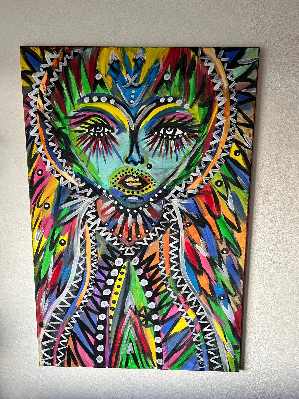 Levendig Portret van Gabriella Schnitzeler - 120x80cm, Antiek en Kunst, Ophalen, Acrylverf, Gesigneerd, Portret