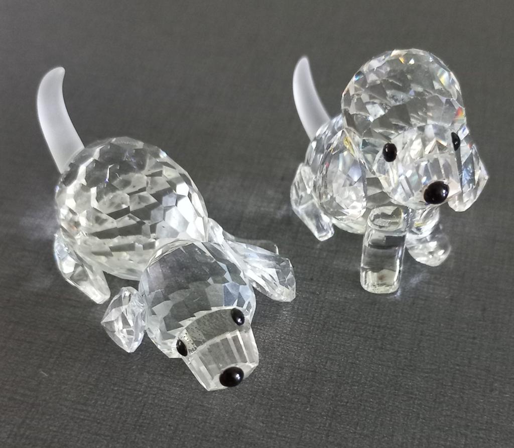 Swarovski kristallen hondenbeeldjes - set van 2, Ophalen of Verzenden, Zo goed als nieuw, Hond of Kat, Beeldje of Figuurtje
