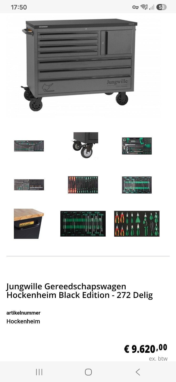 Jungwille Gereedschapswagen Hockenheim Black Edition - 272 d, Doe-het-zelf en Verbouw, Ophalen, Nieuw, Gereedschapsopslag, Overige merken