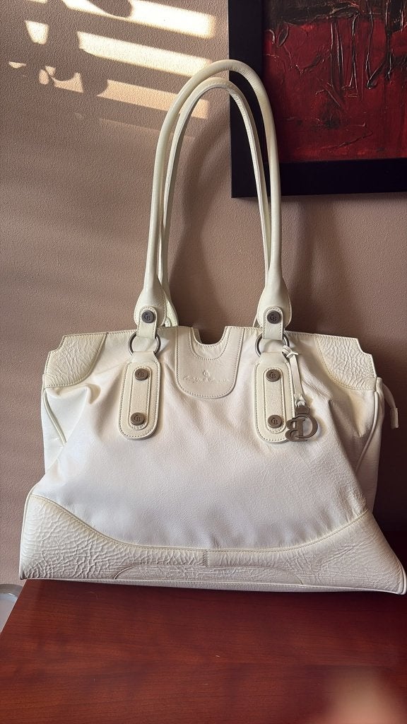 Castelijn & Beerens Grote Witte/Crème Leren Tas, Ophalen of Verzenden, Gebruikt, Wit, Handtas
