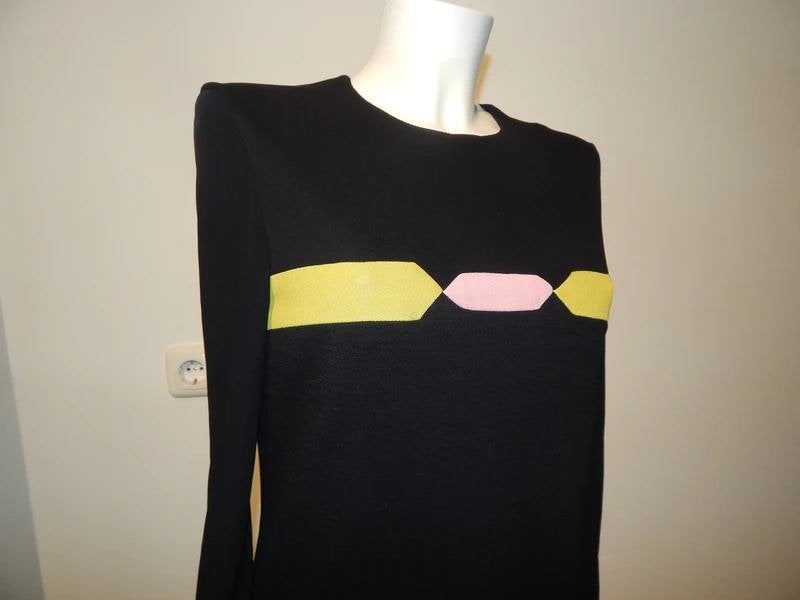 Gianni Versace designer vintage jurk abstracte look IT 42, Verzenden, Zwart, Gianni Versace, Zo goed als nieuw
