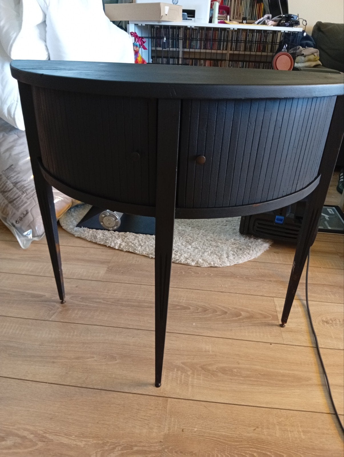 Vintage halfronde bijzettafel met rolluik - Zwart, Ophalen of Verzenden