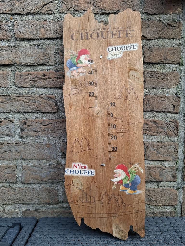 Houten reclamebord Chouffe, Ophalen of Verzenden, Nieuw, Reclamebord, Plaat of Schild, Overige merken