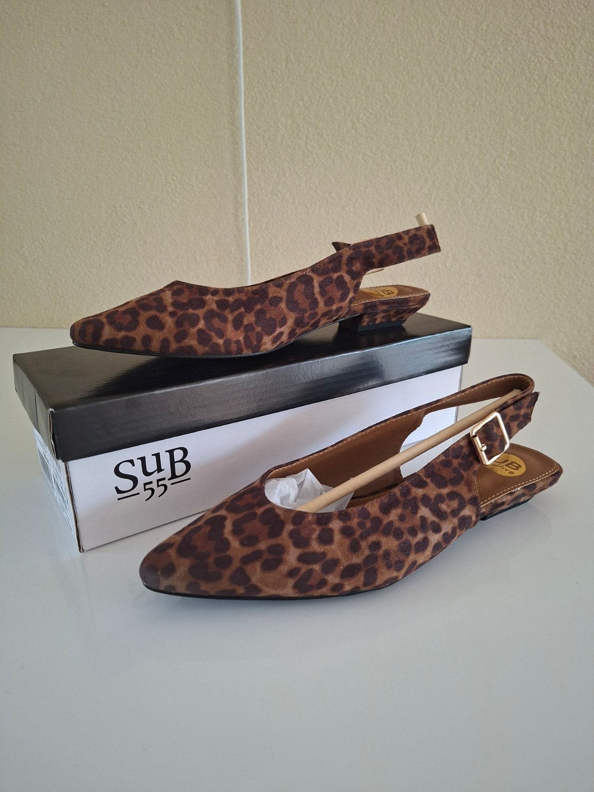 NIEUW in doos, slingbacks met luipaardprint, maat 39, Ophalen of Verzenden, Nieuw