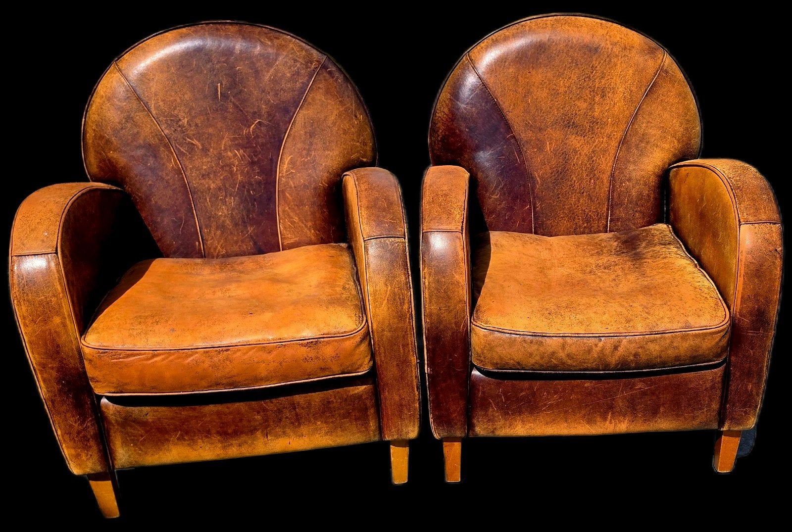 2 Vintage schapenleren Clubfauteuils + BEZORGING GRATIS, Ophalen of Verzenden