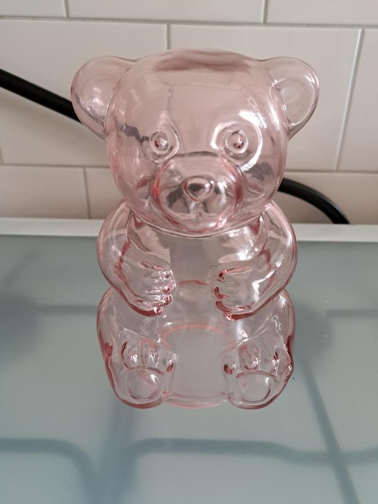 Roze glazen beertje - decoratie, Verzenden, Zo goed als nieuw, Dier