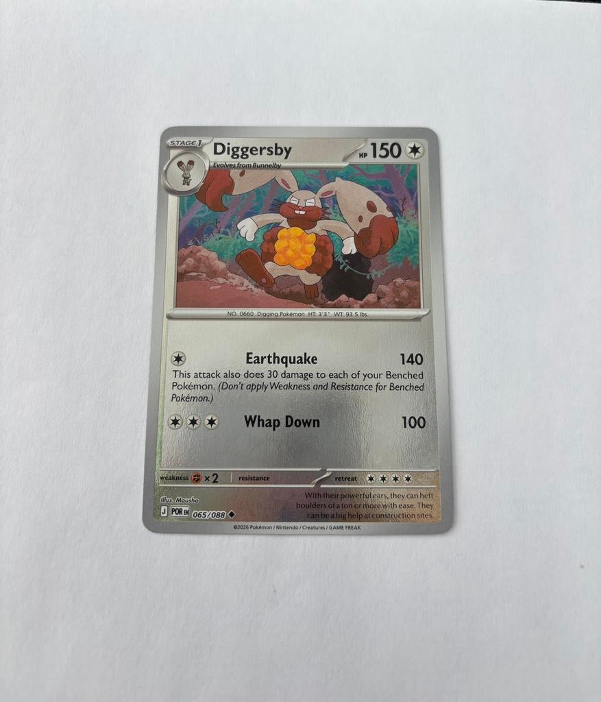 Pokemon Diggersby 065/088 POR reverse holo, Ophalen of Verzenden, Nieuw, Losse kaart, Foil