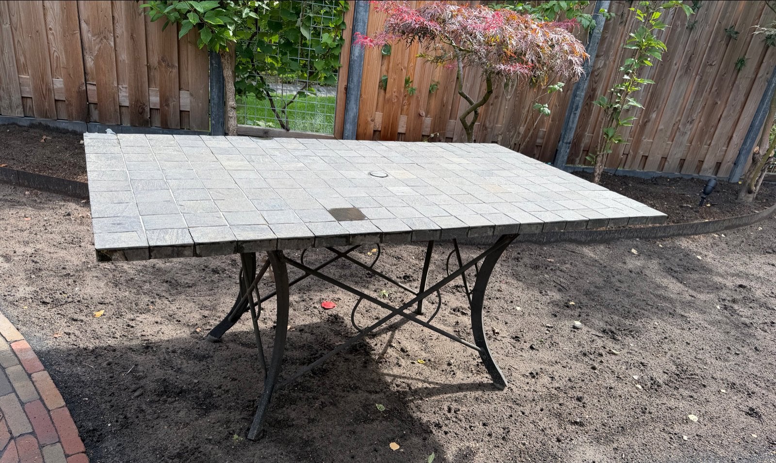 Tuintafel 160x90cm met mozaïek blad, Tuin en Terras, Ophalen, Gebruikt, Rechthoekig, Metaal