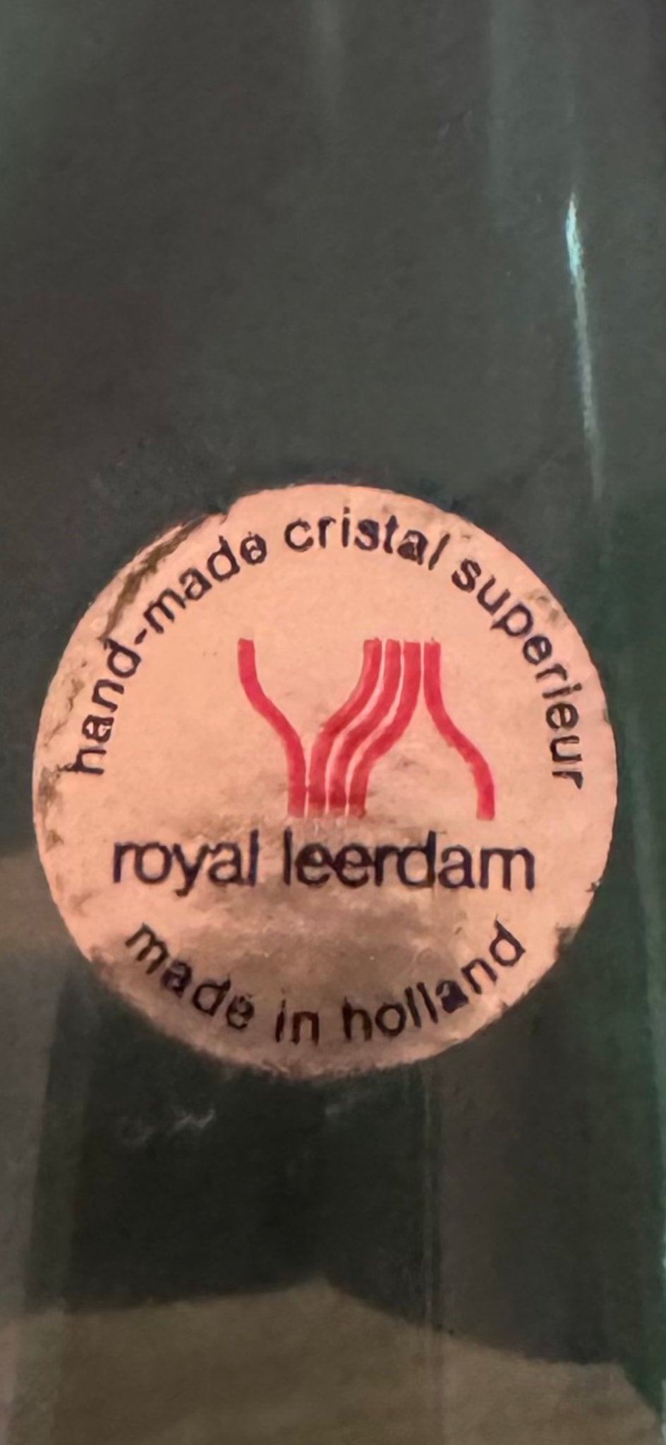 Groene Royal Leerdam vaas, handgemaakt kristal, Antiek en Kunst, Ophalen