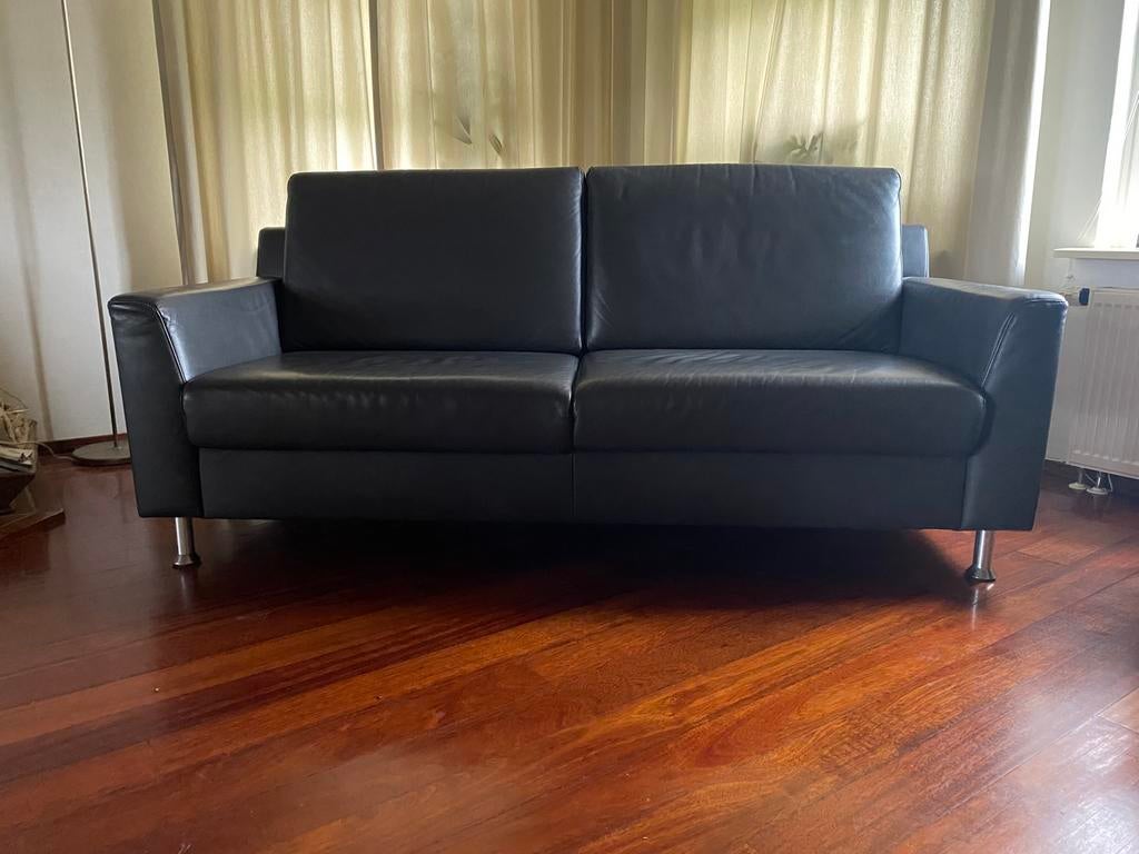 Lederen bank TOPFORM  2-3 zits kleur zwart lang 190cm, Ophalen, 150 tot 200 cm, Driepersoons, Zo goed als nieuw