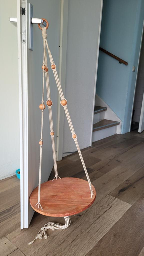 3 stuks macramé plantenhangers met houten plankje, Ophalen of Verzenden