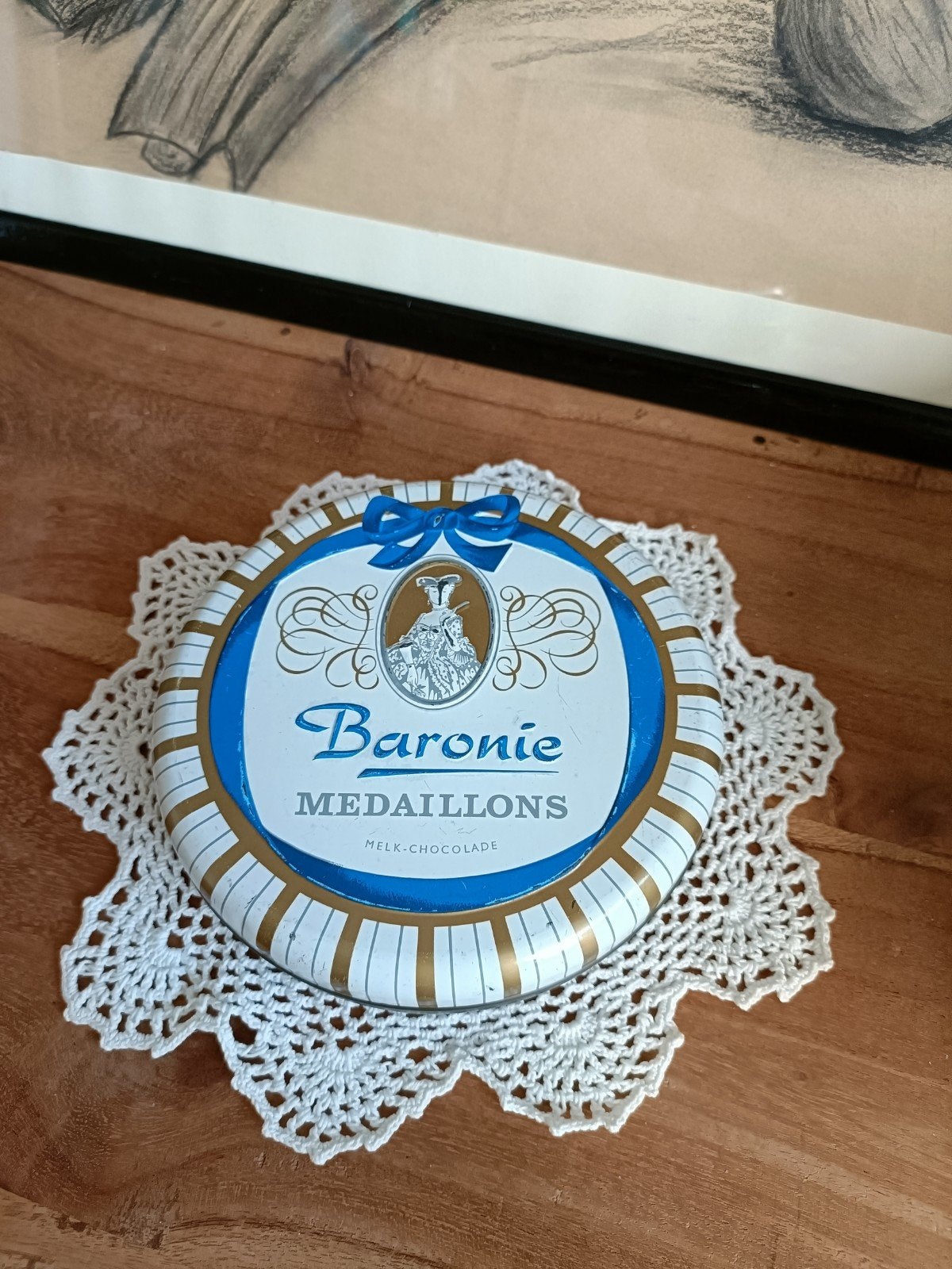 Vintage Baronie Medaillons Chocolade Blik, Verzamelen, Ophalen of Verzenden, Gebruikt, Overige, Overige merken
