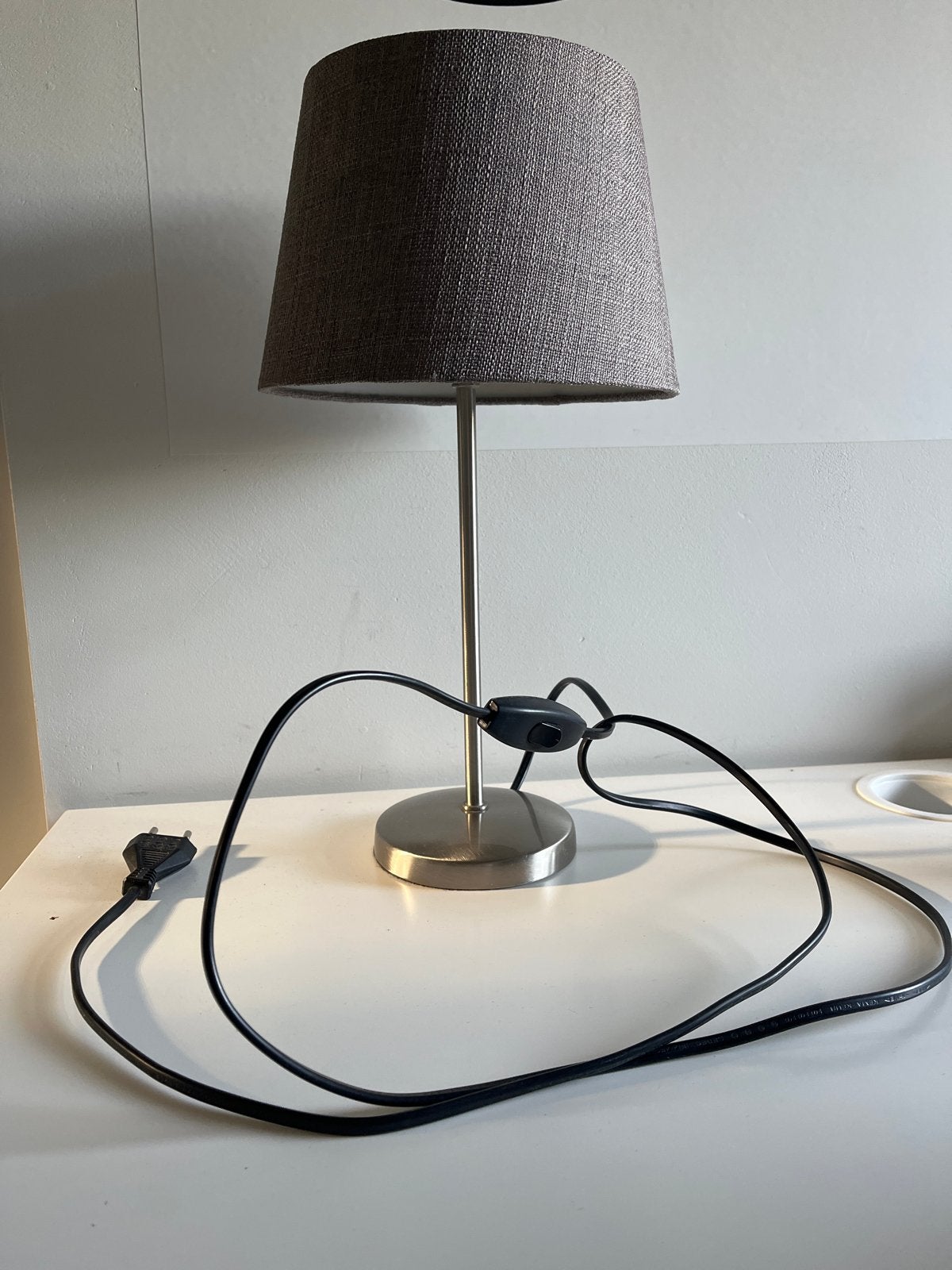 Schemerlamp met stoffen kap - grijs/taupe, Overige merken, Zo goed als nieuw, Met kap, Grijs