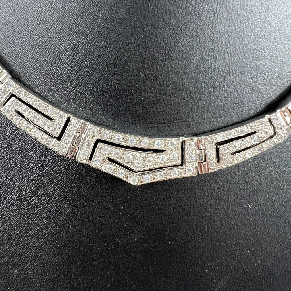 Zilveren Ketting Collier Versace logo | 34,90g |45cm| 413890, Ophalen of Verzenden, Gebruikt, Zilver, Zilver