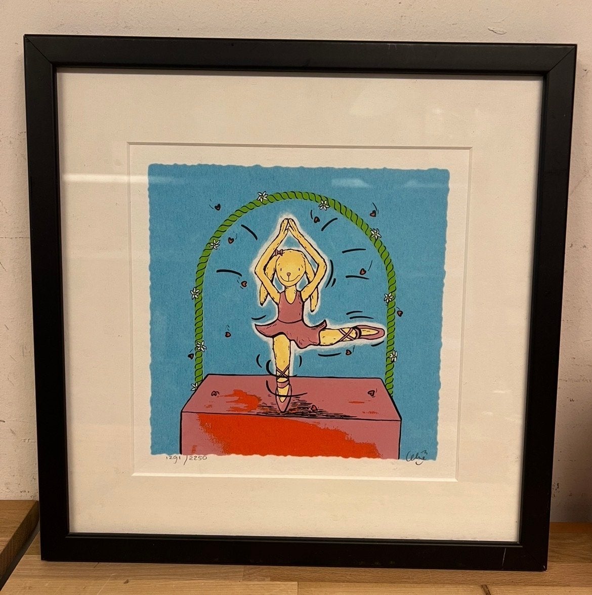 Litho van Celine Maat - Dansende Ballerina Konijn, Antiek en Kunst, Gelimiteerde oplage, Ophalen of Verzenden, Dieren en Natuur