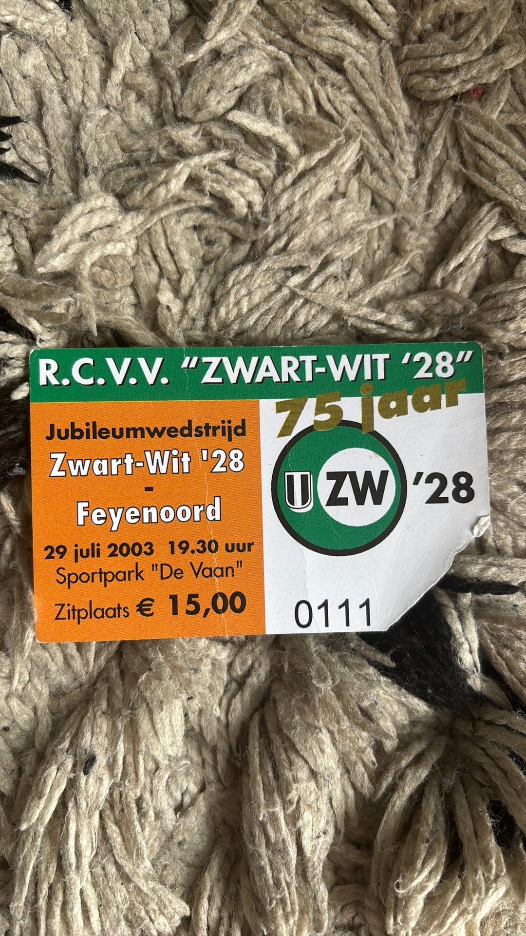 Oud stadionticket feyenoord ZW ‘28 2003, Verzenden, Feyenoord