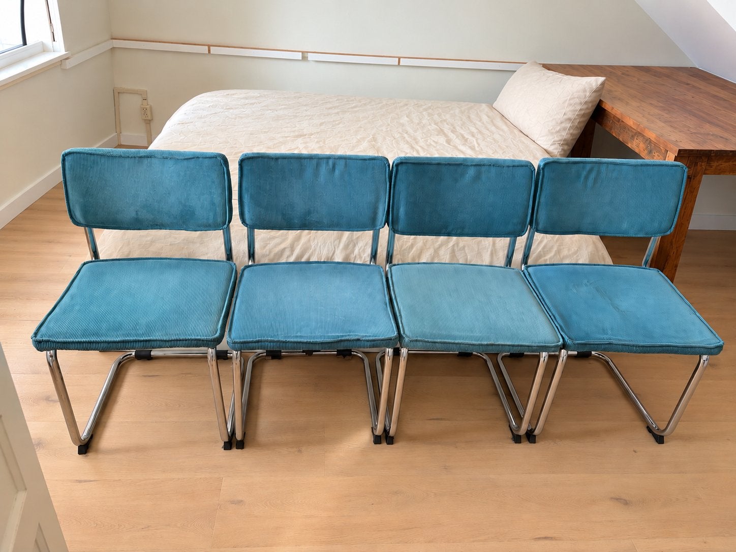 4x buisframe stoelen Zuiver Ridge Rib, Ophalen, Gebruikt, Blauw, Vier