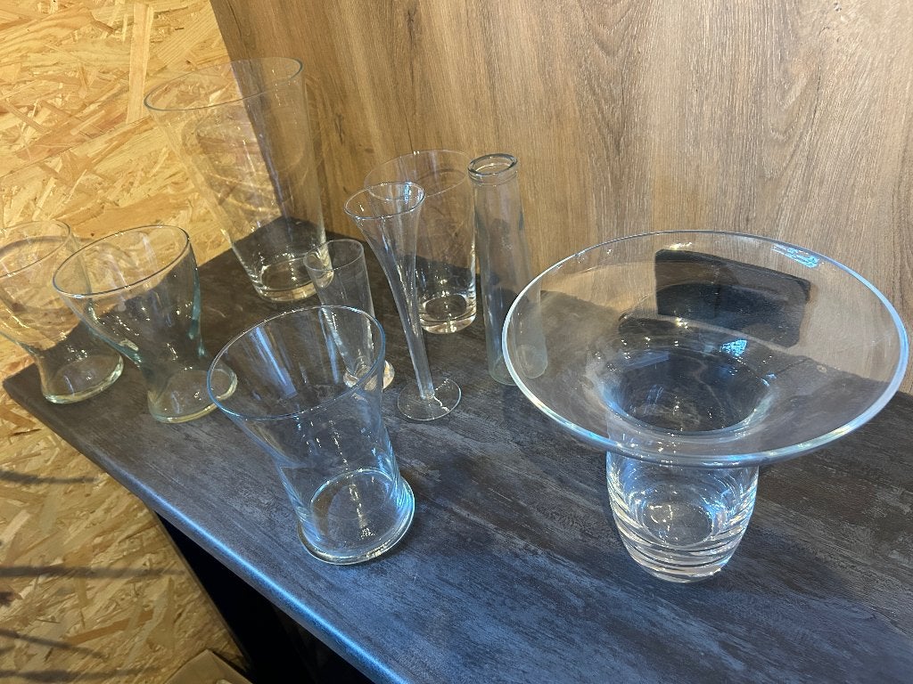 Partij glazen vazen, Huis en Inrichting, Woonaccessoires | Vazen, Ophalen, Zo goed als nieuw, Glas