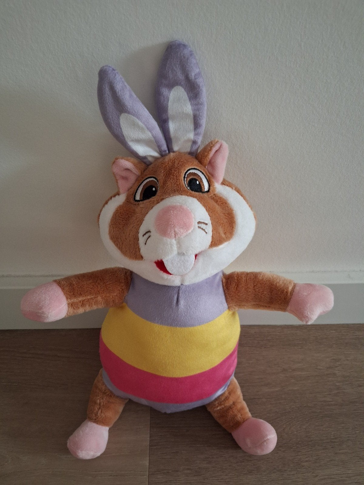 Knuffel hamster pasen paashaas lila AH Albert Heijn L394, Ophalen of Verzenden, Zo goed als nieuw, Jongetje of Meisje, Muts