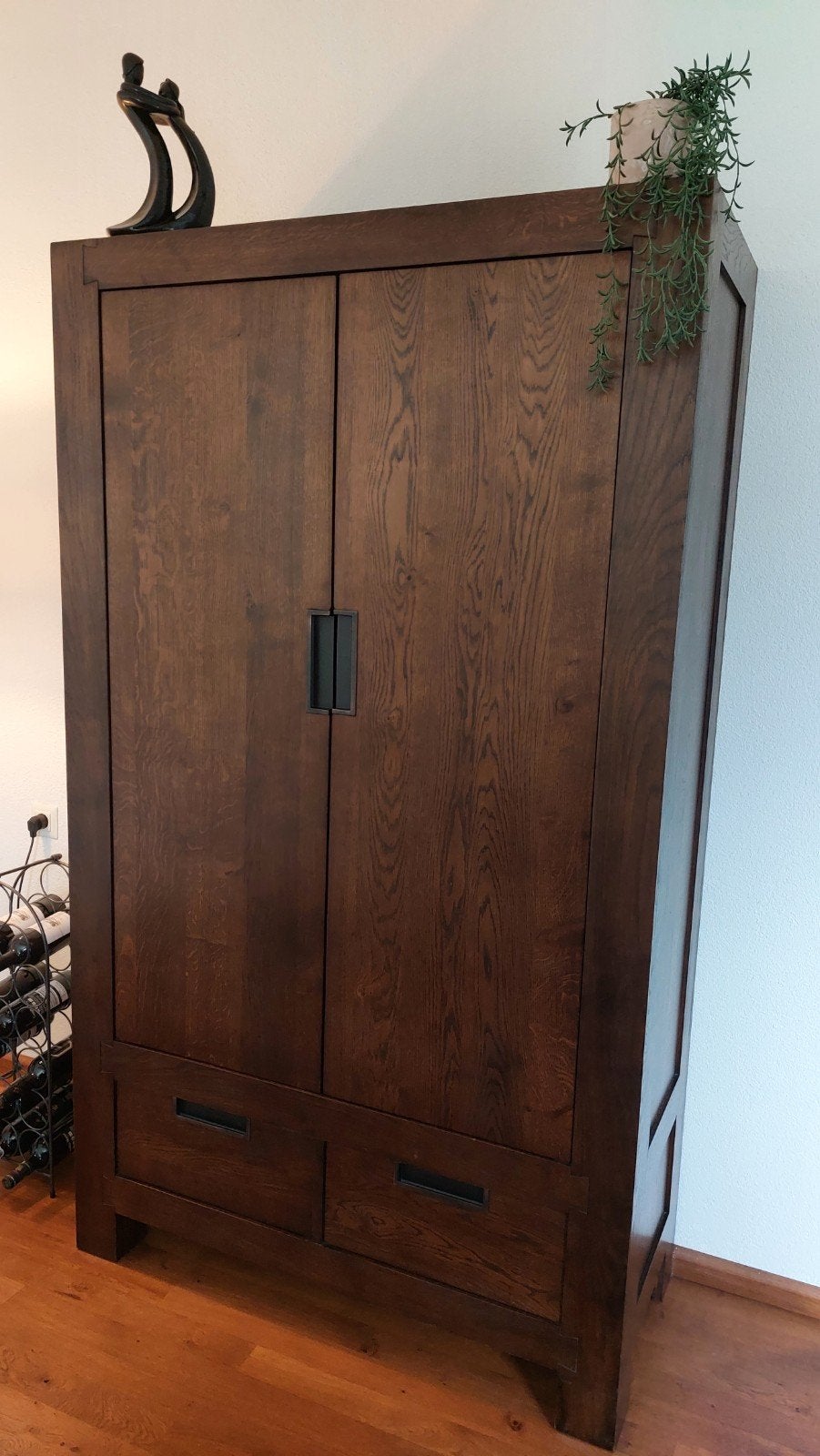 Massief eiken Cabinet kast met 2 lades en 2 deuren, Ophalen, Modern, Robuust, Tijdloos, 100 tot 150 cm, Eikenhout