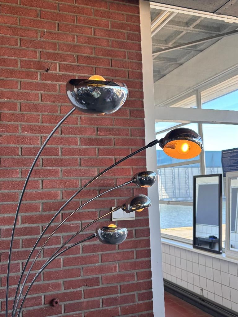 ALWA Vloerlamp 5-lichts Chroom Marmer Zilver, Huis en Inrichting, Lampen | Vloerlampen, Ophalen, Gebruikt, 200 cm of meer, Overige materialen