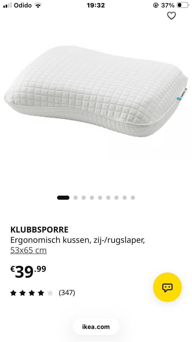 IKEA KLUBBSPORRE ergonomisch kussen, Eenpersoons, Wit, Ophalen of Verzenden, Zo goed als nieuw